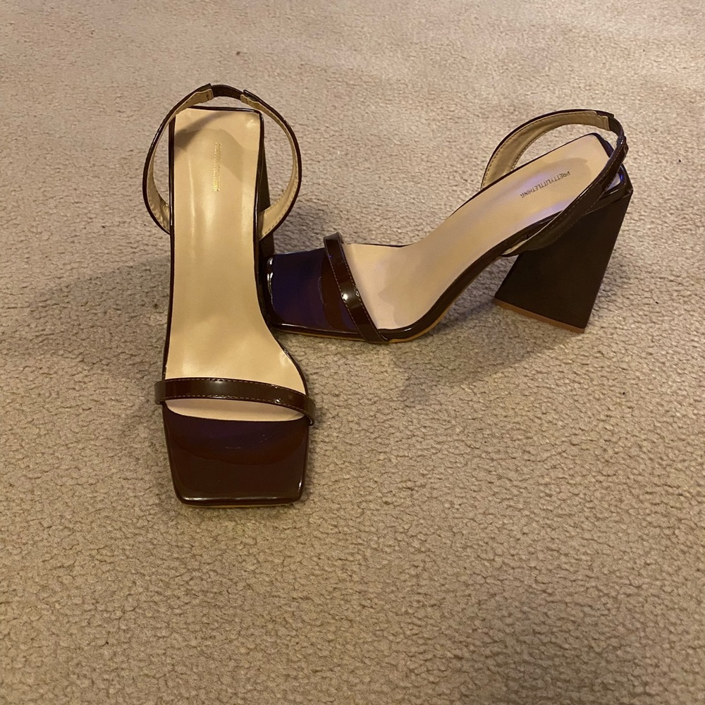 Cute brown thick heel